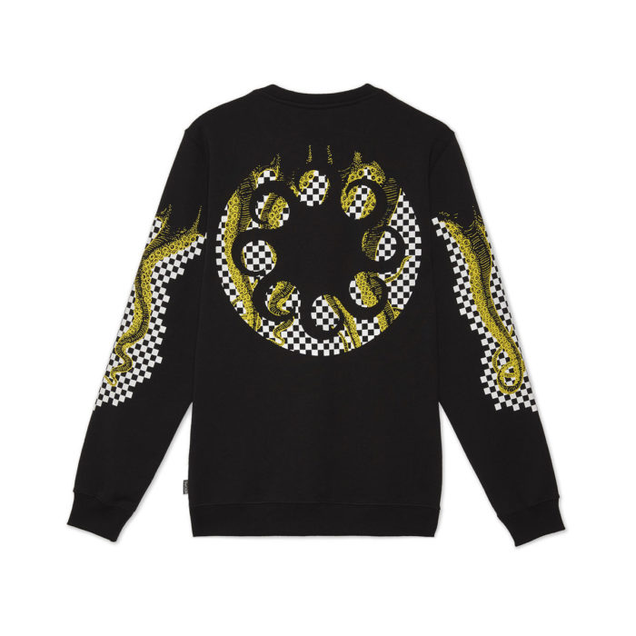 Octopus - Felpa Octopus Checkered Logo Crewneck Black - immagine 2