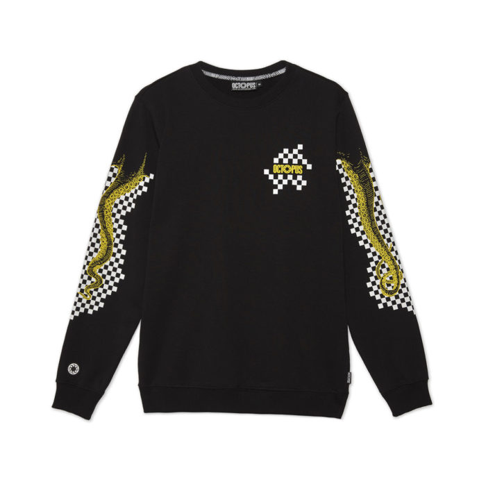 Octopus - Felpa Octopus Checkered Logo Crewneck Black - immagine 3