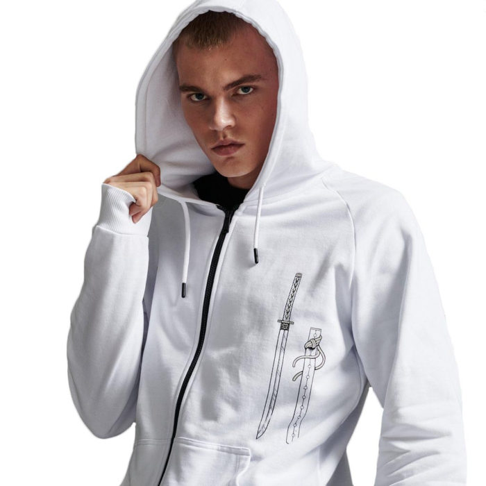 Dolly Noire Felpa Miyamoto Musashi Zip Hoodie - White - immagine 4