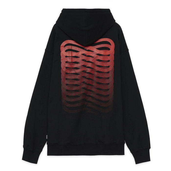 Felpa Propaganda Ribs Marble Hood - Black/Red - immagine 2