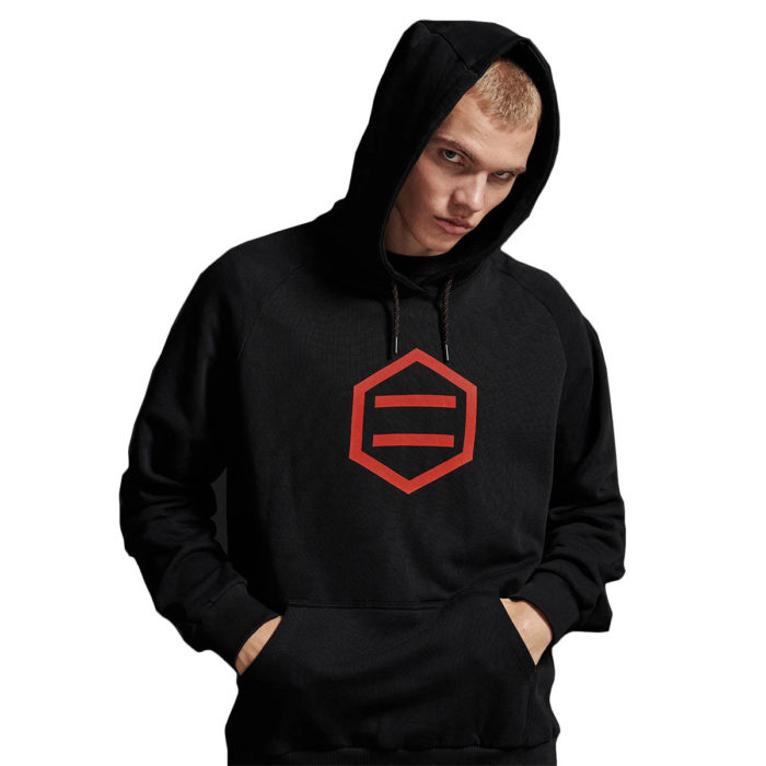 Dolly Noire Felpa Hexagon Hoodie - Black/Red - immagine 2