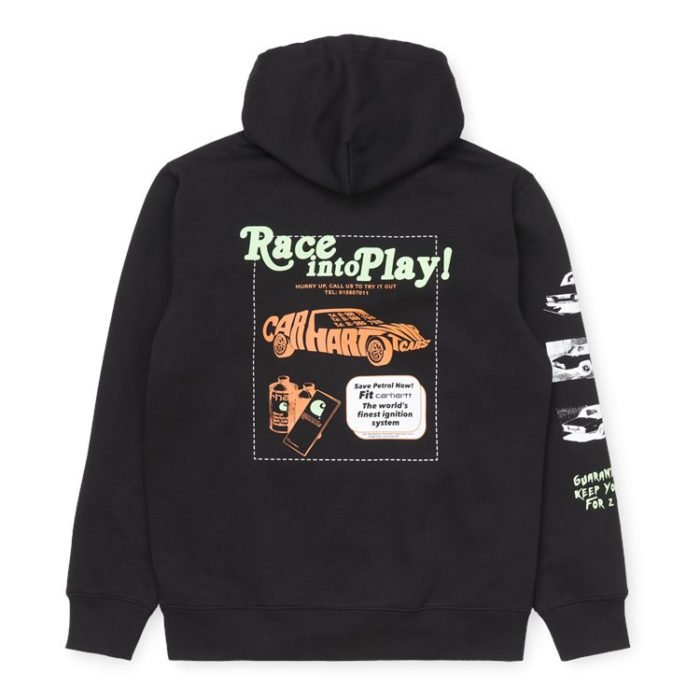 Carhartt WIP Felpa Hooded Race Play Sweatshirt - Black - immagine 2