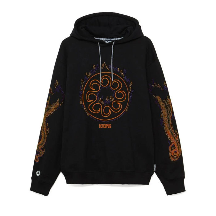 Octopus Felpa Octopus More Fire Logo Hoodie - Embroidered Black - immagine 2