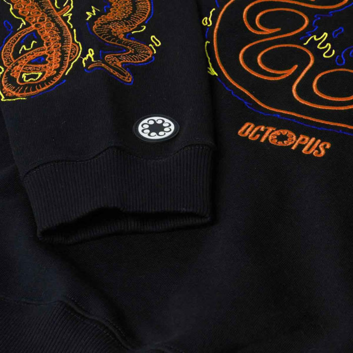 Octopus Felpa Octopus More Fire Logo Hoodie - Embroidered Black - immagine 4