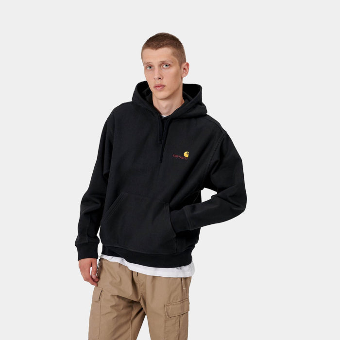 Carhartt Wip Felpa Hooded American Script Sweat Black - immagine 5