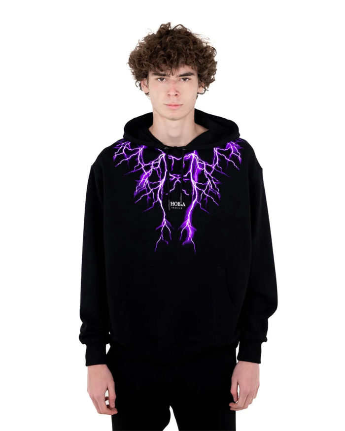 Phobia Felpa Black Hoodie Purple Lightning - immagine 2