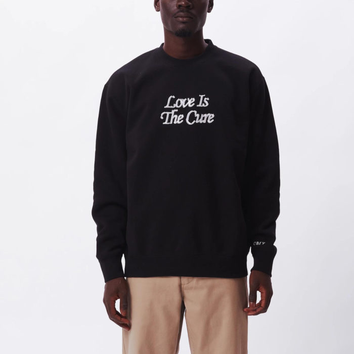 Obey Felpa Love Is The Cure Crew Speciality Fleece Black - immagine 4