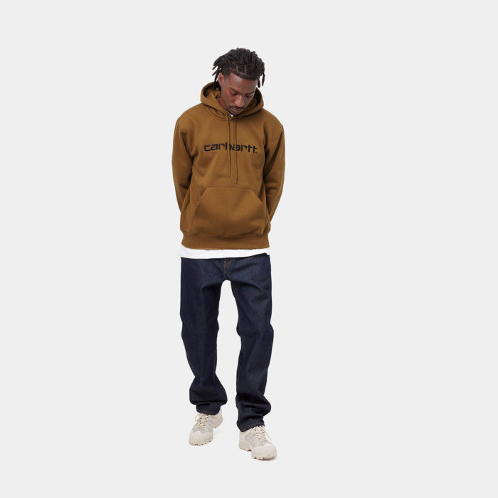 Carhartt Wip Felpa Hooded Carhartt Sweatshirt Hamilton Brown/Black - immagine 6
