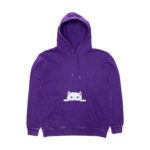 RIPNDIP Felpa Peeking Nermal Embroidered Hoodie Purple Mineral Wash - immagine 3