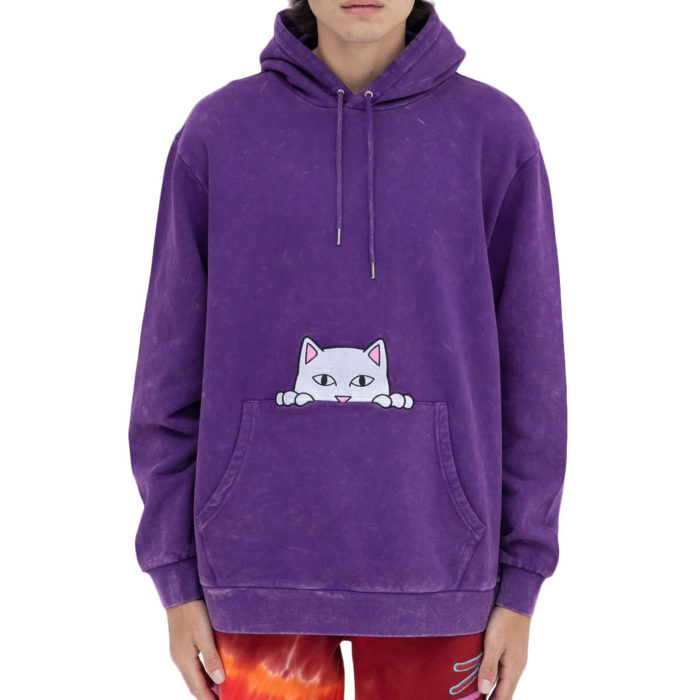 RIPNDIP Felpa Peeking Nermal Embroidered Hoodie Purple Mineral Wash - immagine 2