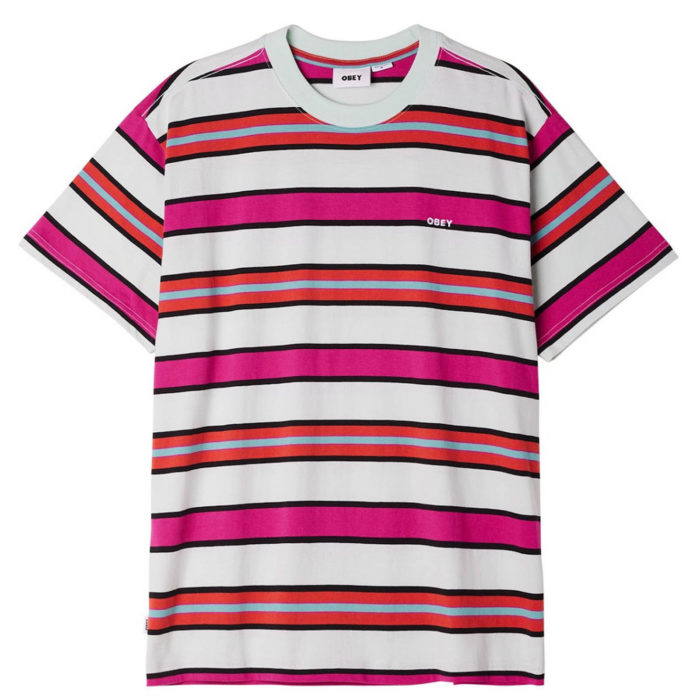 Obey Valencia Stripe T-Shirt Pure Water Multi - immagine 2