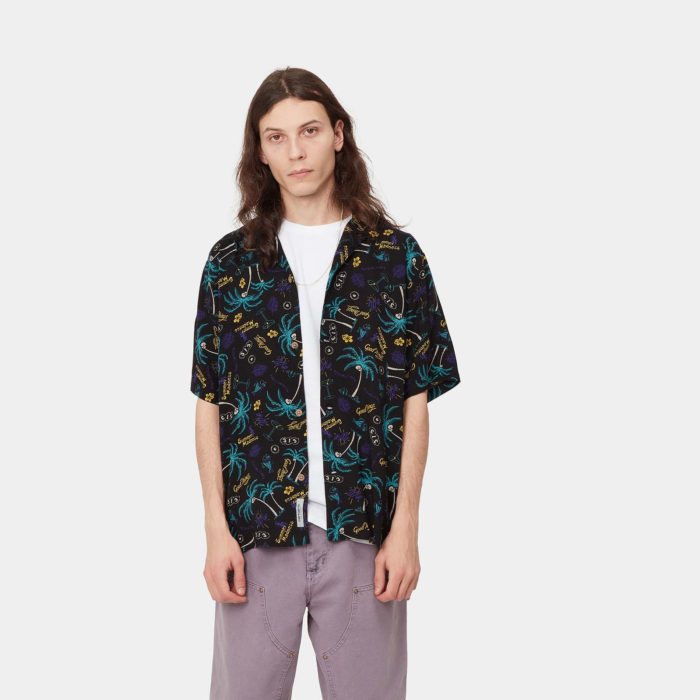 Carhartt Wip Camicia S/S Mirage Shirt - Mirage Print/Black - immagine 5
