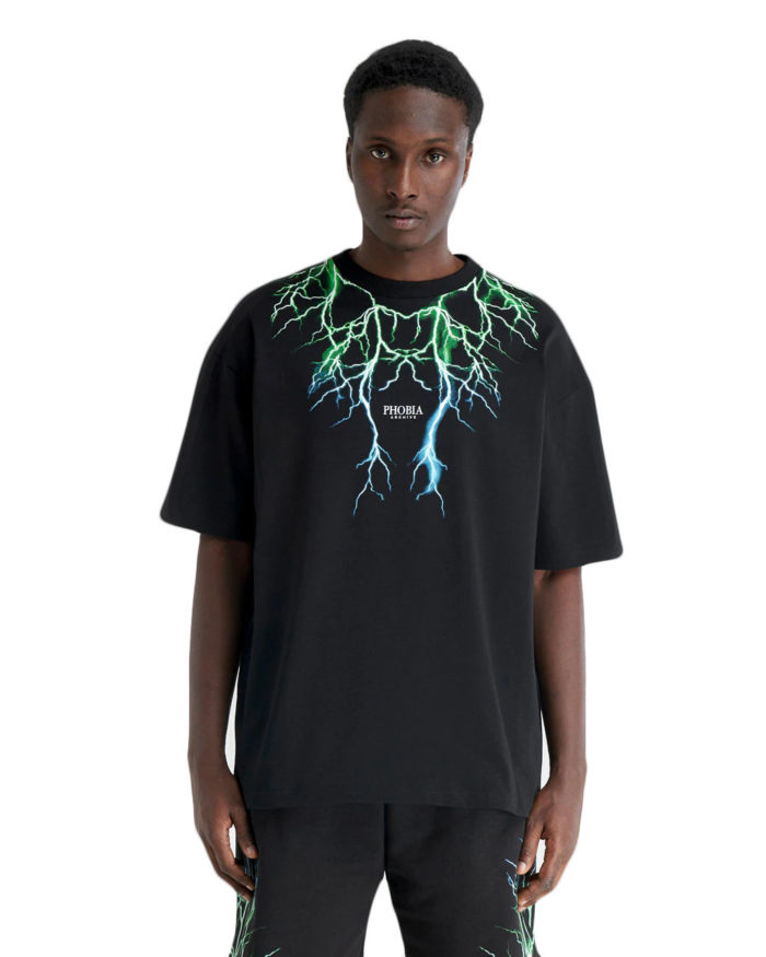 Phobia T-Shirt Black Green/ Lightblue Lightning - immagine 2