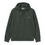 Carhartt Wip Felpa Hooded Script Embroidery Sweatshirt Hemlock Green/White