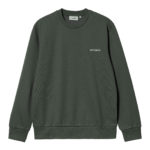 Carhartt Wip Felpa Script Embroidery Sweatshirt Hemlock Green/White
