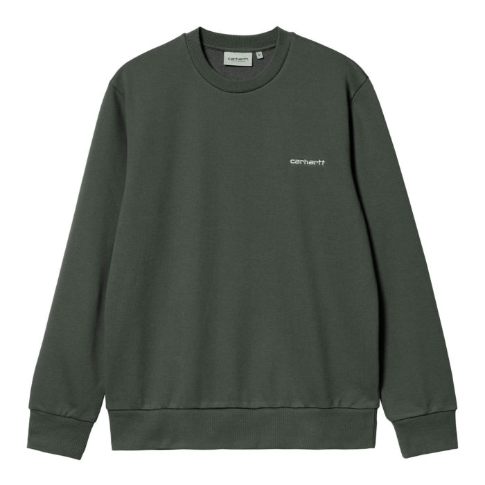 Carhartt Wip Felpa Script Embroidery Sweatshirt Hemlock Green/White - immagine 2