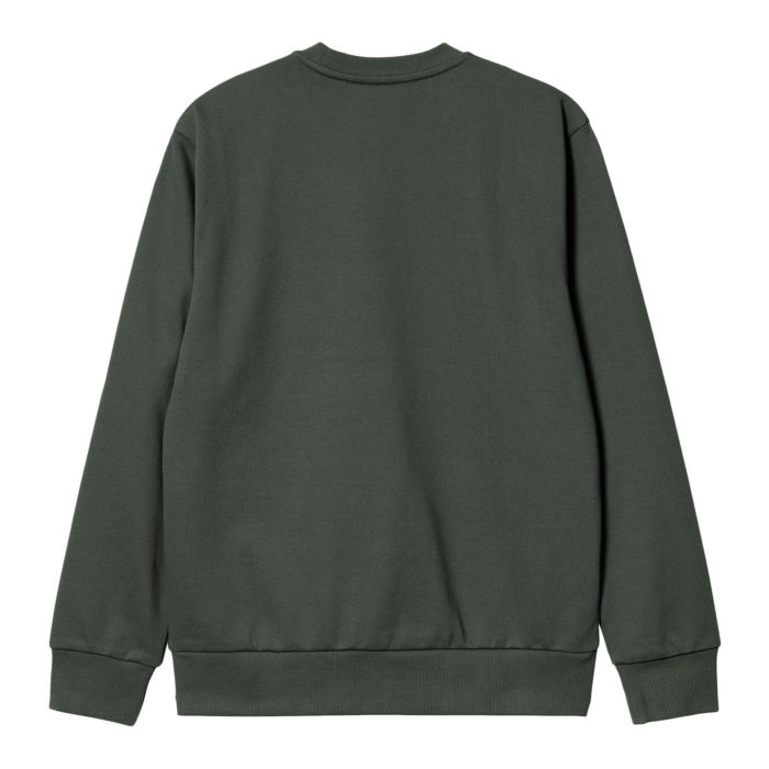 Carhartt Wip Felpa Script Embroidery Sweatshirt Hemlock Green/White - immagine 3
