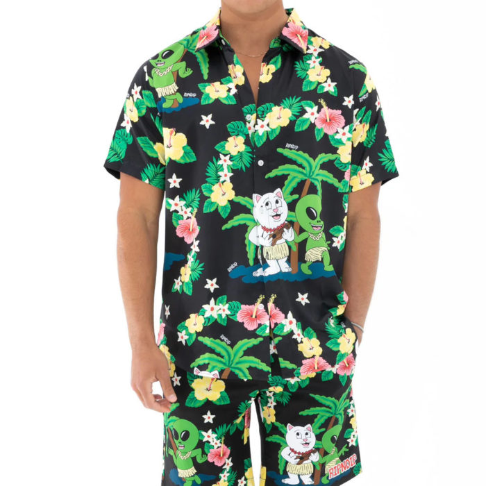 RIPNDIP Aloha Nerm Short Sleeve Button Up (Black) - immagine 5