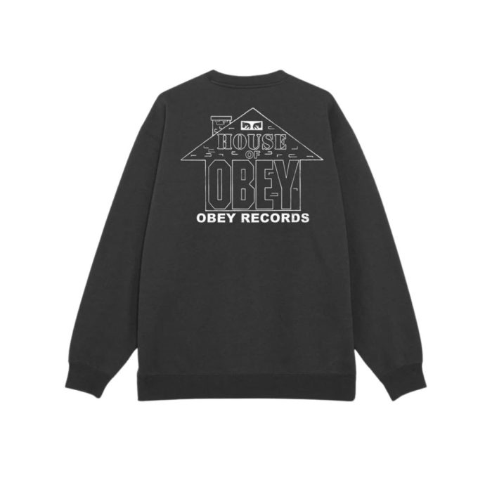 Obey House Of Obey Records Crewneck Black - immagine 2