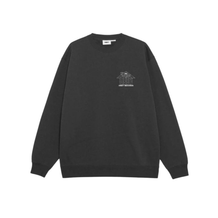 Obey House Of Obey Records Crewneck Black - immagine 3