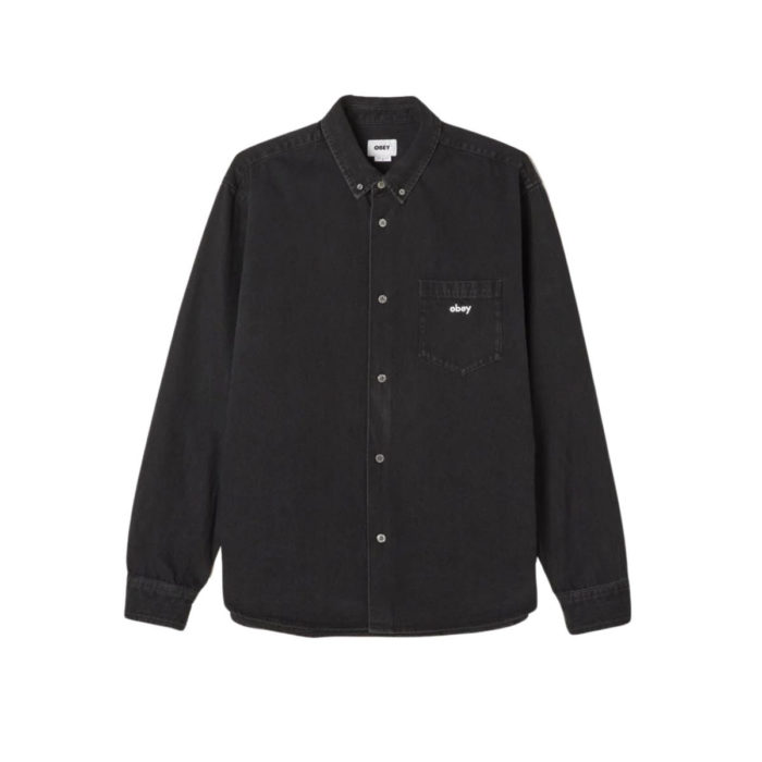 Obey Logan Denim Shirt Faded Black - immagine 2