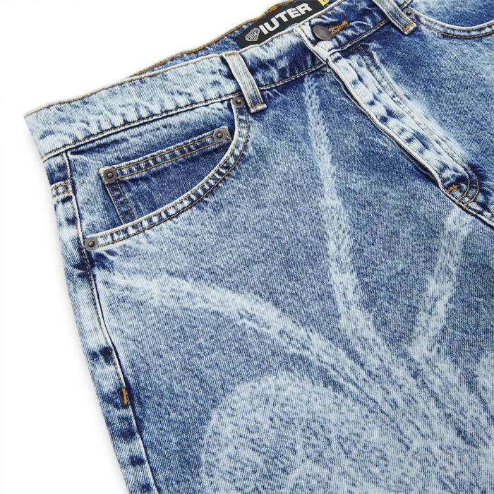 Iuter Spider Loose Denim Shorts Blue Bleach - immagine 4