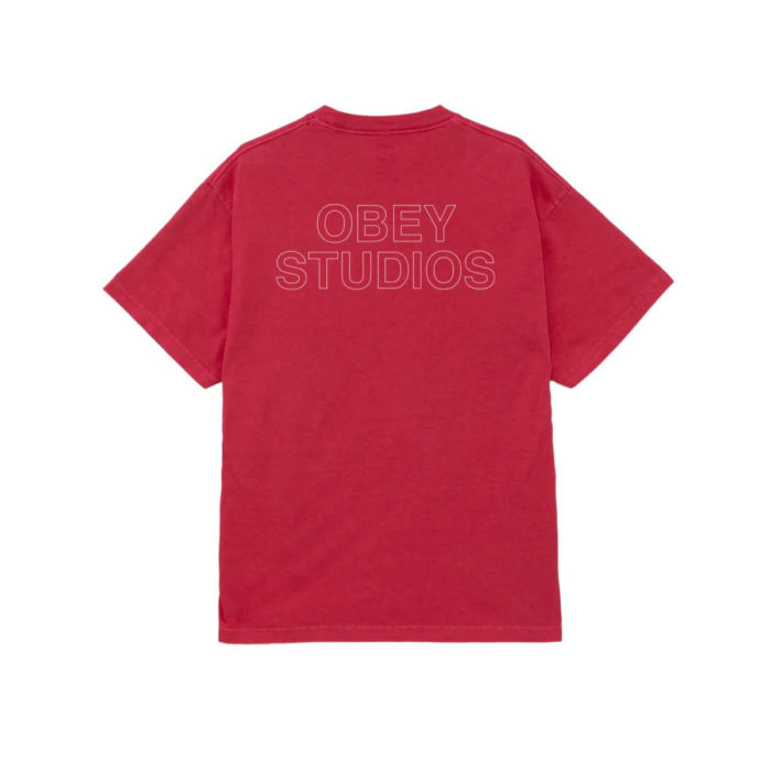 Obey Studios Outline Pigment T-Shirt Raspberry - immagine 3