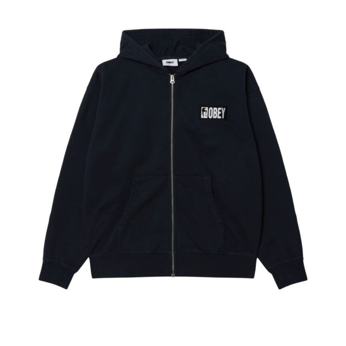 Obey Margin Faded Zip Hood Fleece Black - immagine 2