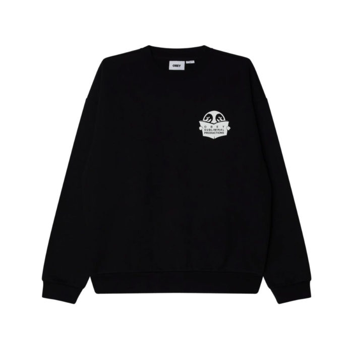 Obey Weldon Extra Heavy Crew Fleece Black - immagine 3