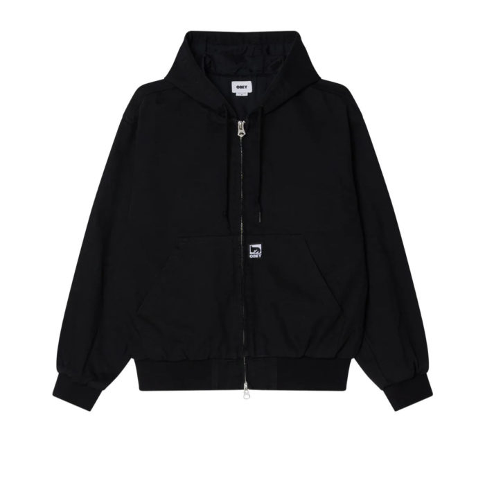 Obey Glen Zip Up Jacket Black Faded Wash - immagine 2