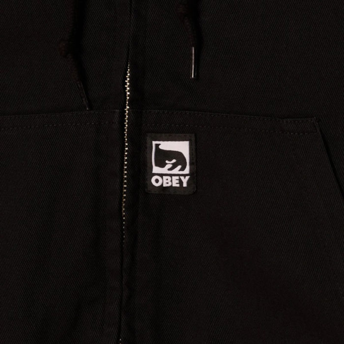 Obey Glen Zip Up Jacket Black Faded Wash - immagine 4