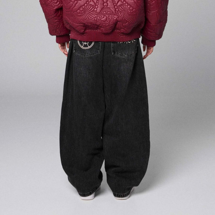Grimey Royal Paw Big Boy Washed Black Denim Pants - immagine 4